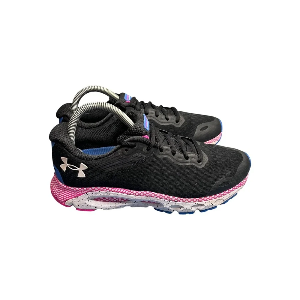 Under Armour HOVR Infinite Black Pink Blue Running Shoes 3025217-003 Womens 9